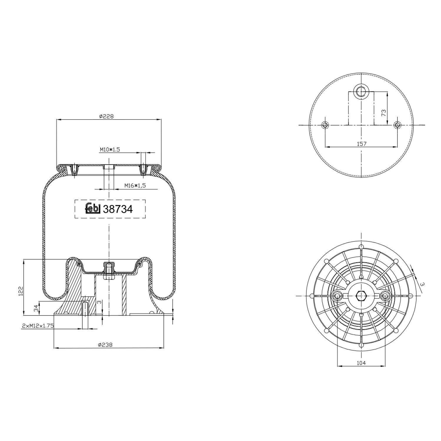 Bolsa neumática del eje KG6251NC Kraftiger